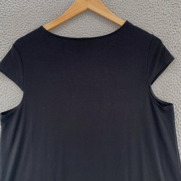 Chicos Top Womens 3 US Extra Large Black Refined Knit Stretch Cap Sleeve Casual - Picture 4 of 10